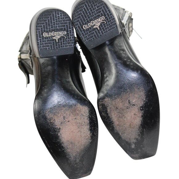 Old Gringo Rockrazz Studded Western Boots Black Leather Side Zip Snip Toe Boot - Picture 12 of 14